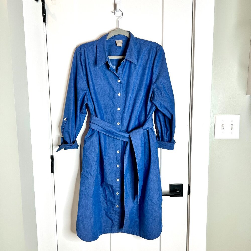 Chico's Blue Long Sleeve Shirt Dress